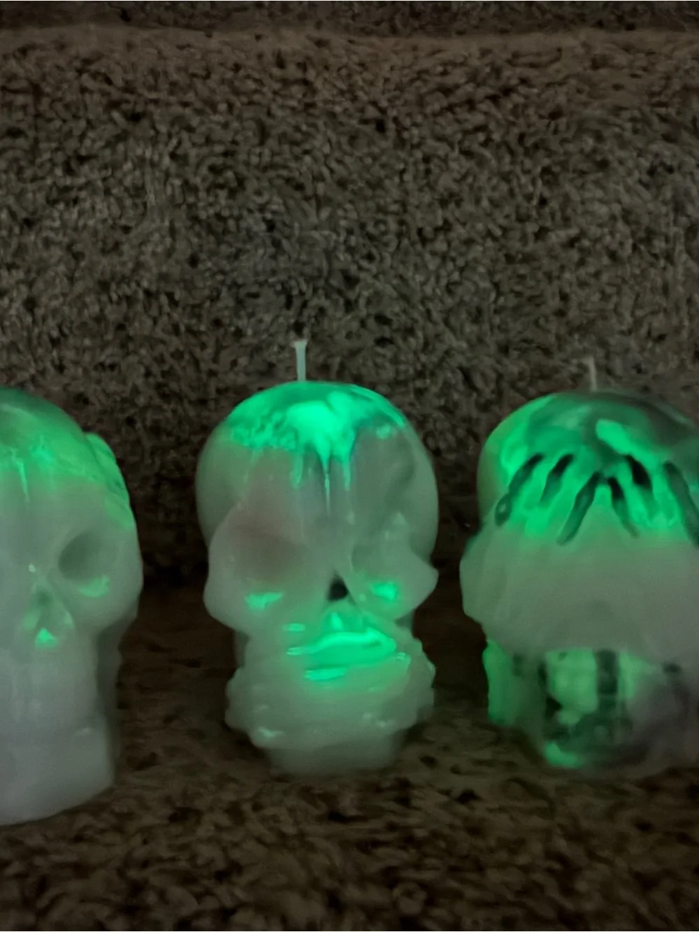 Hand-Poured Pale Multicolor Skull Candle - Home Accents